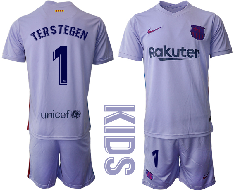 Youth 2021-2022 Club Barcelona away purple #1 Soccer Jersey